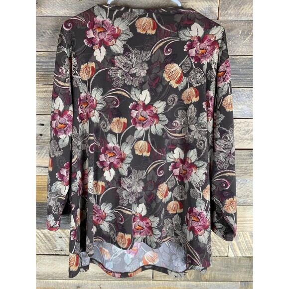 Croft & Barrow Women's Plus Sz 3X Floral Print Layered Look 3/4 Sleeve Top - Picture 5 of 11